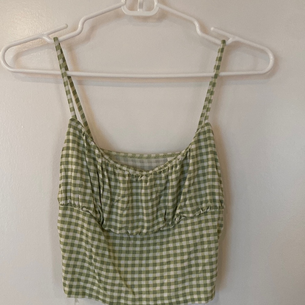 PacSun Green and White Checkered Tank Top